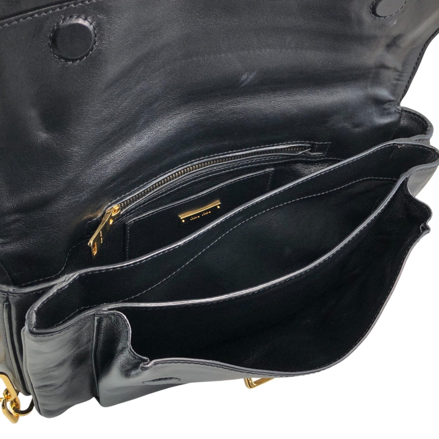 miumiu Turn Lock Chain Shoulder bag Black Vintage prsynv