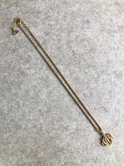 Christian Dior Emblem Motif Necklace Gold Vintage abmgwk