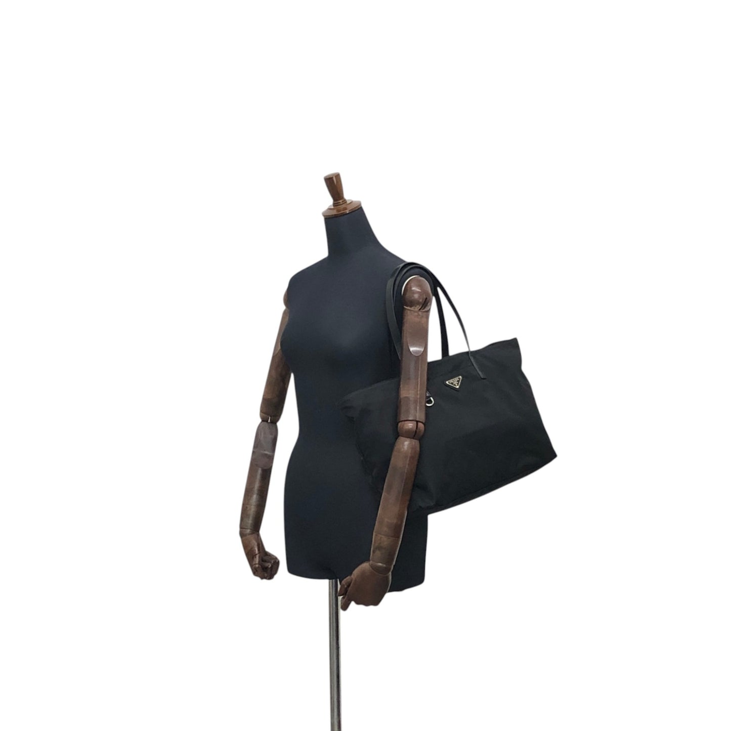 PRADA Tessuto Triangle Logo Totebag Black Vintage naaxd3