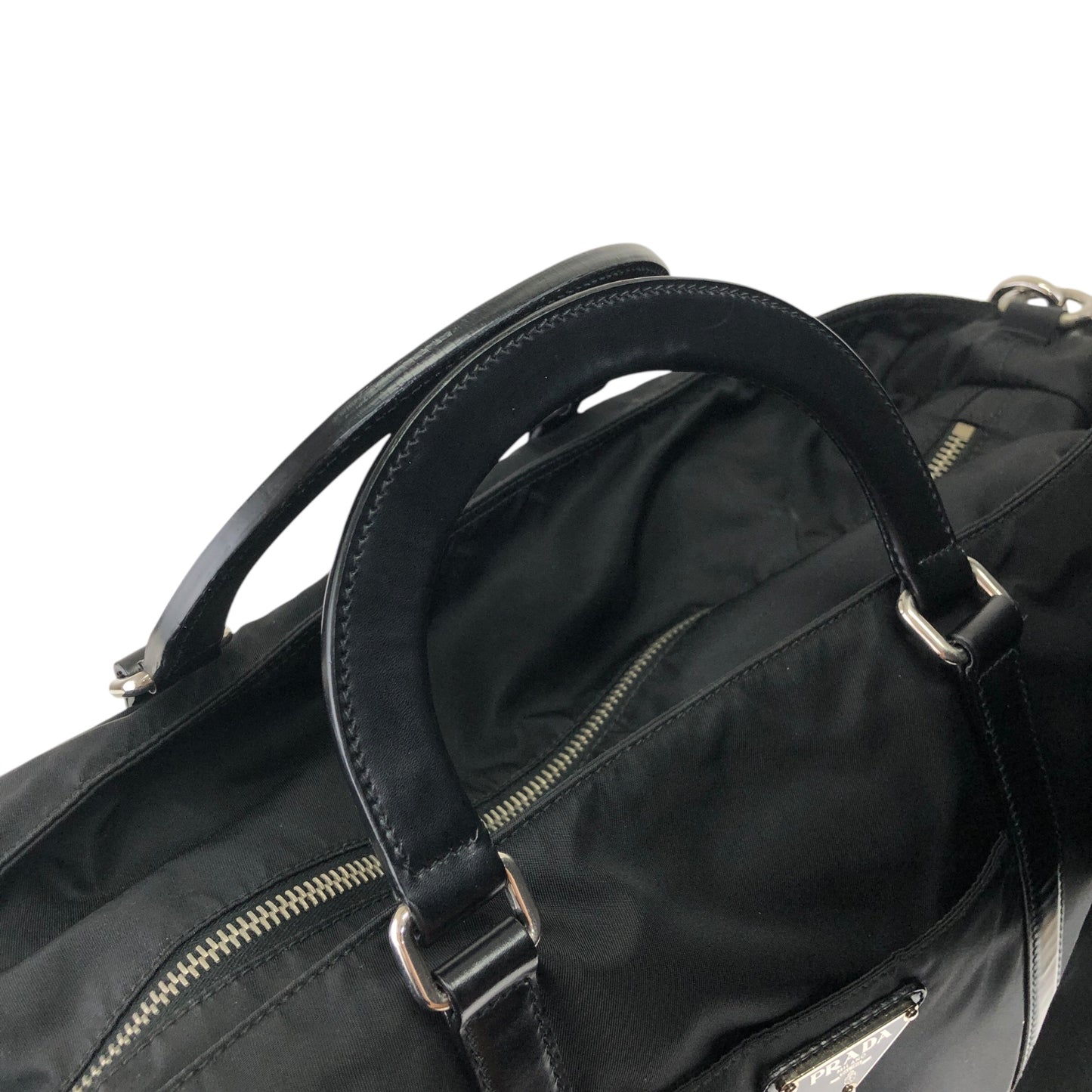 PRADA Tessuto Triangle Logo Two-way Handbag Shoulder bag Black Vintage 382dsw