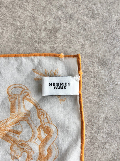 HERMES Scarf White Vintage ev5385