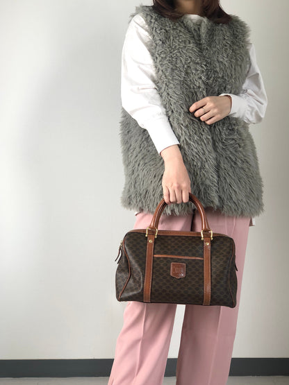 CELINE Macadam Blason Handbag Boston bag Brown Vintage w8k28k