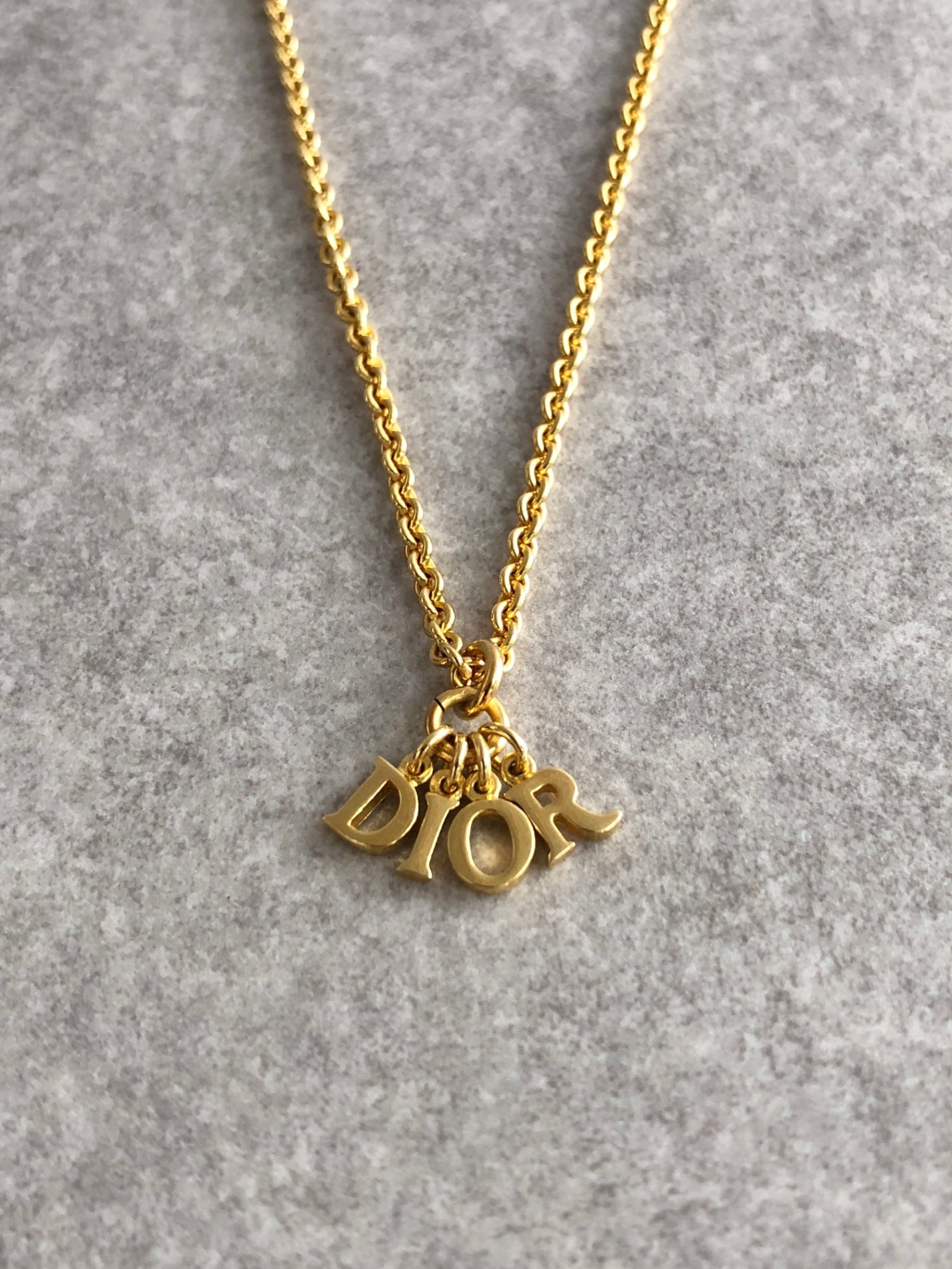 Christian Dior Logo Charm Necklace Gold Vintage 5bheey