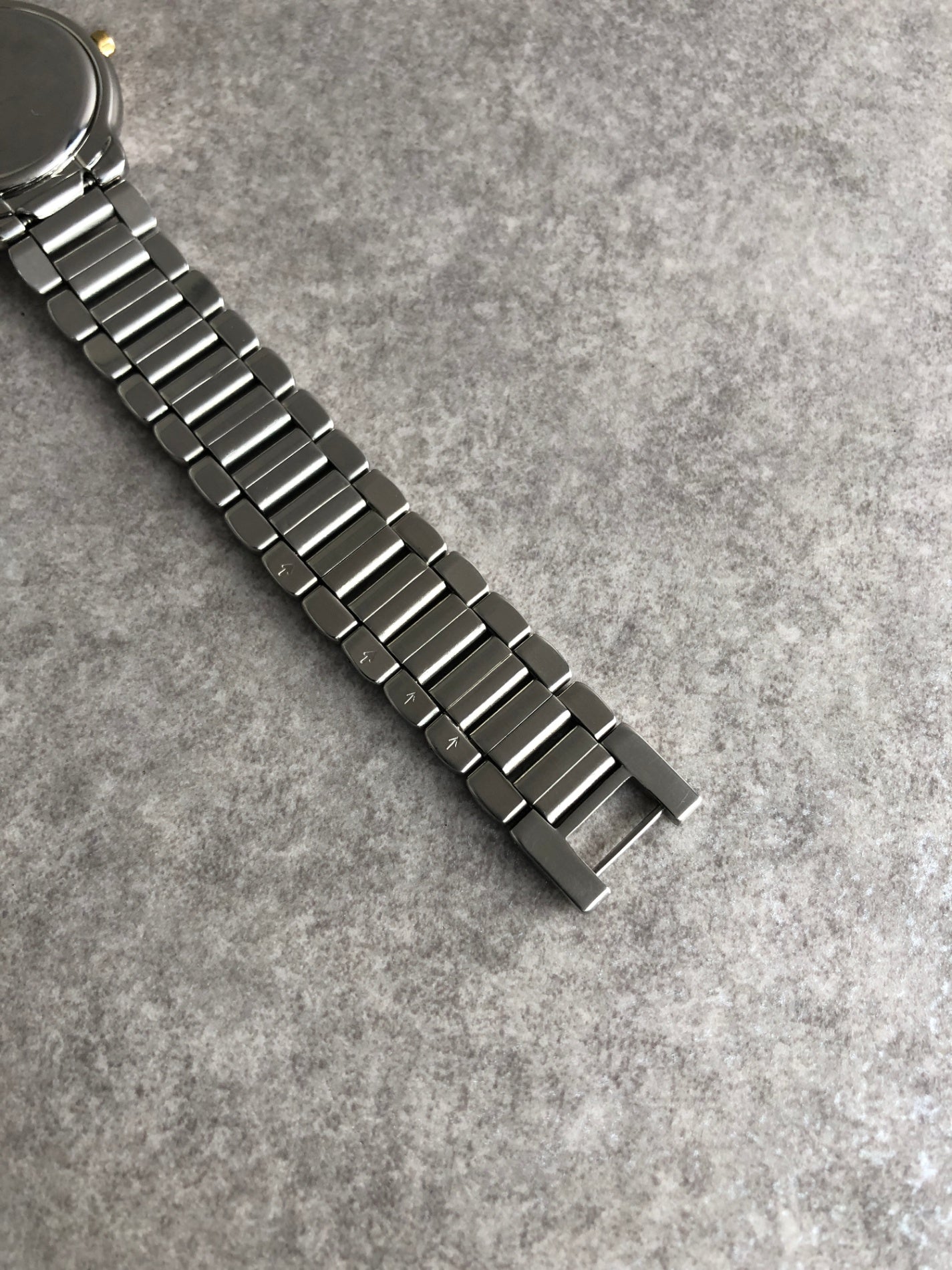 Yves Saint Laurent YSL Logo Quartz Watch Silver×Blue 6031-G11246 Vintage rcren6