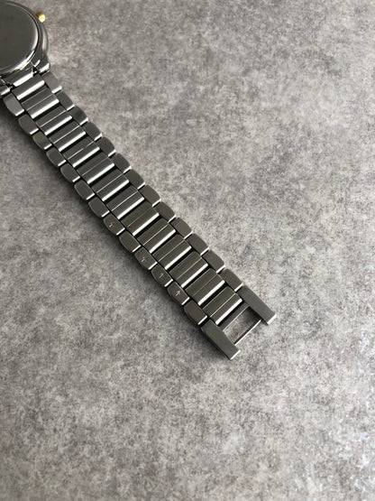 Yves Saint Laurent YSL Logo Quartz Watch Silver×Blue 6031-G11246 Vintage rcren6