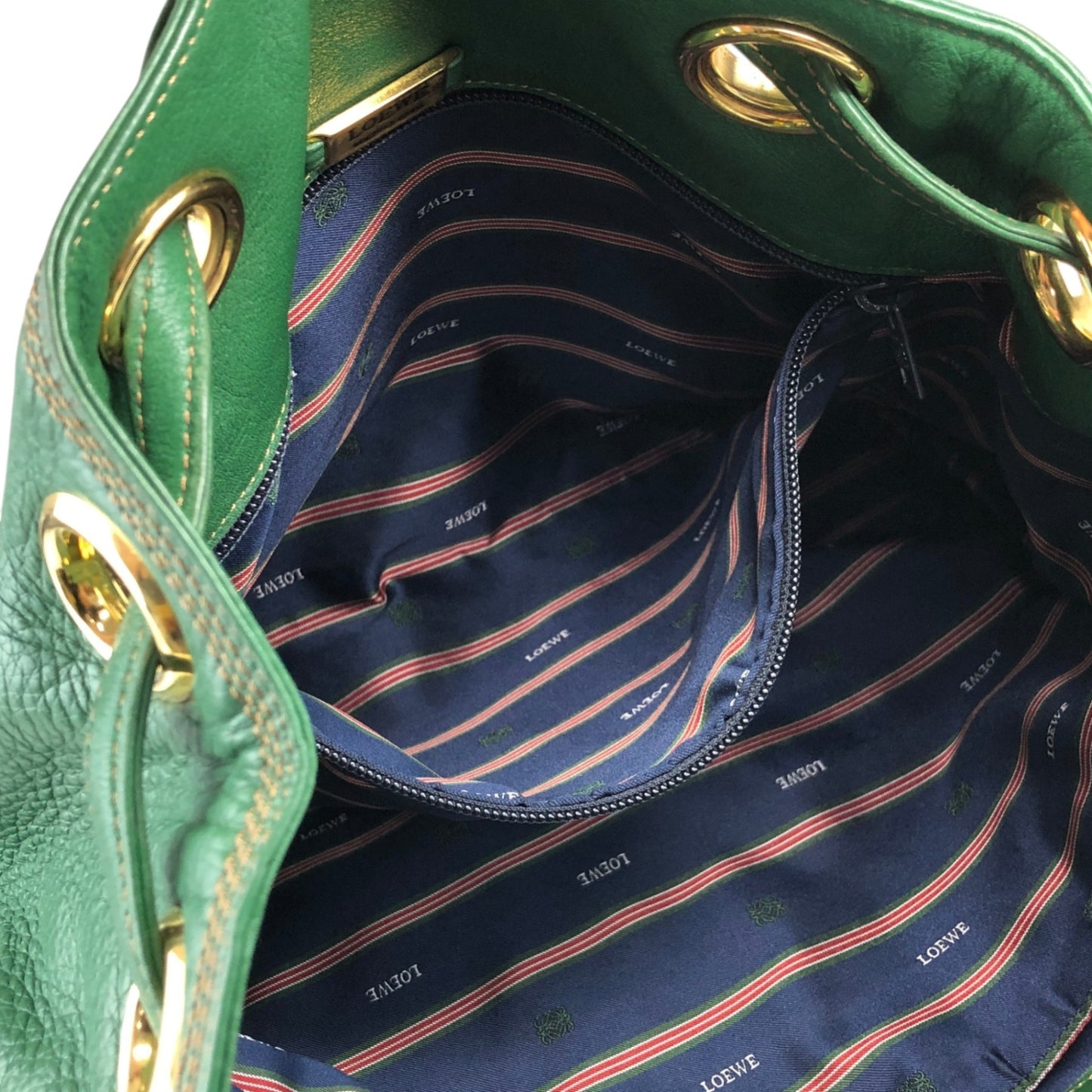 LOEWE Anagram Drawstring Shoulder bag Green Vintage 4p76em