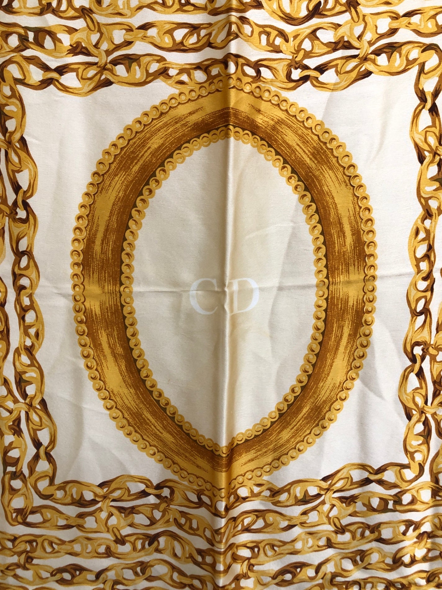 Christian Dior Silk Scarf Beige Vintage tp3pu6