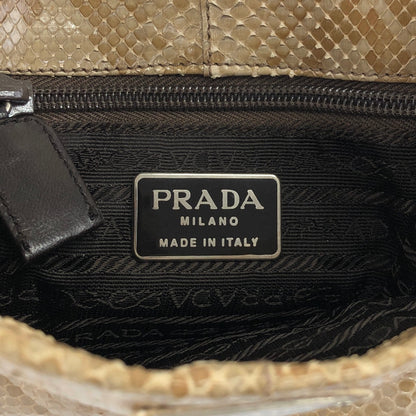 PRADA Triangle Logo Chain Shoulder bag Beige Vintage 6b4rwd