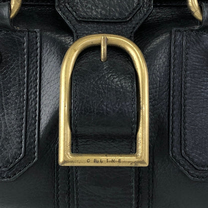 CELINE Front Buckle Small Boston bag Handbag Black Vintage nxugts