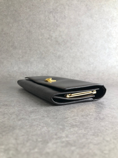 CELINE Gancini Long Wallet Black Vintage xfm7yd