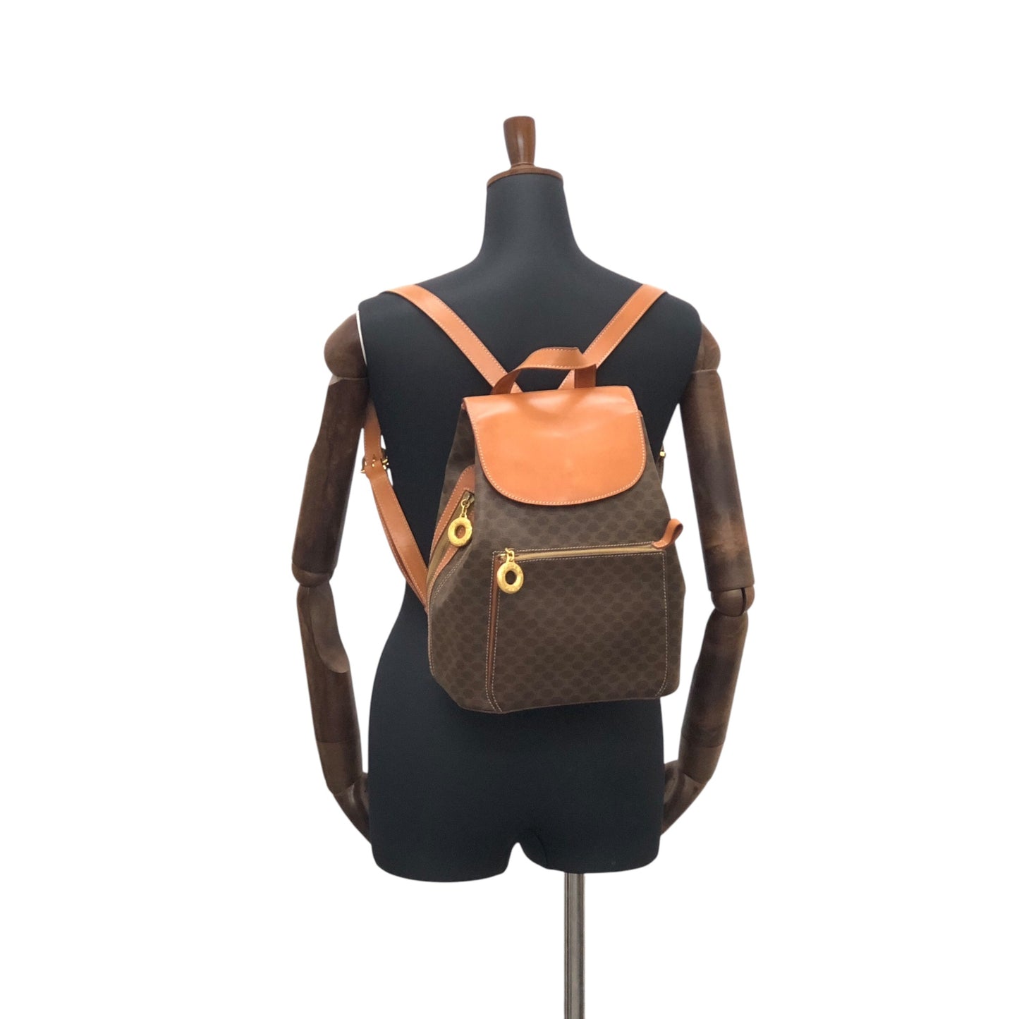 CELINE Macadam Circle Logo Backpack Brown Vintage ckigeh