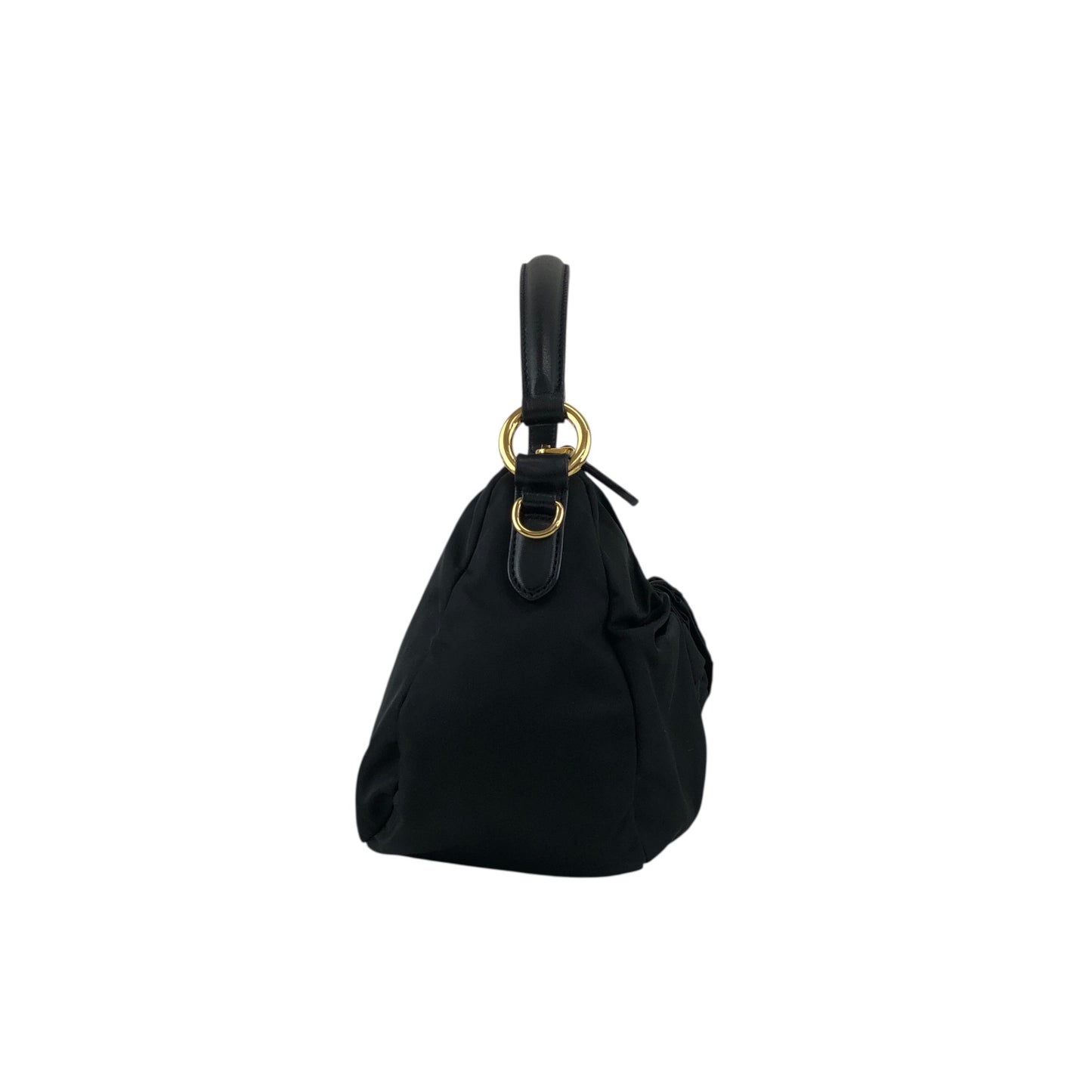 PRADA Logo Ribbon Motif Two-way Handbag Shoulder bag Black Vintage 33v85k