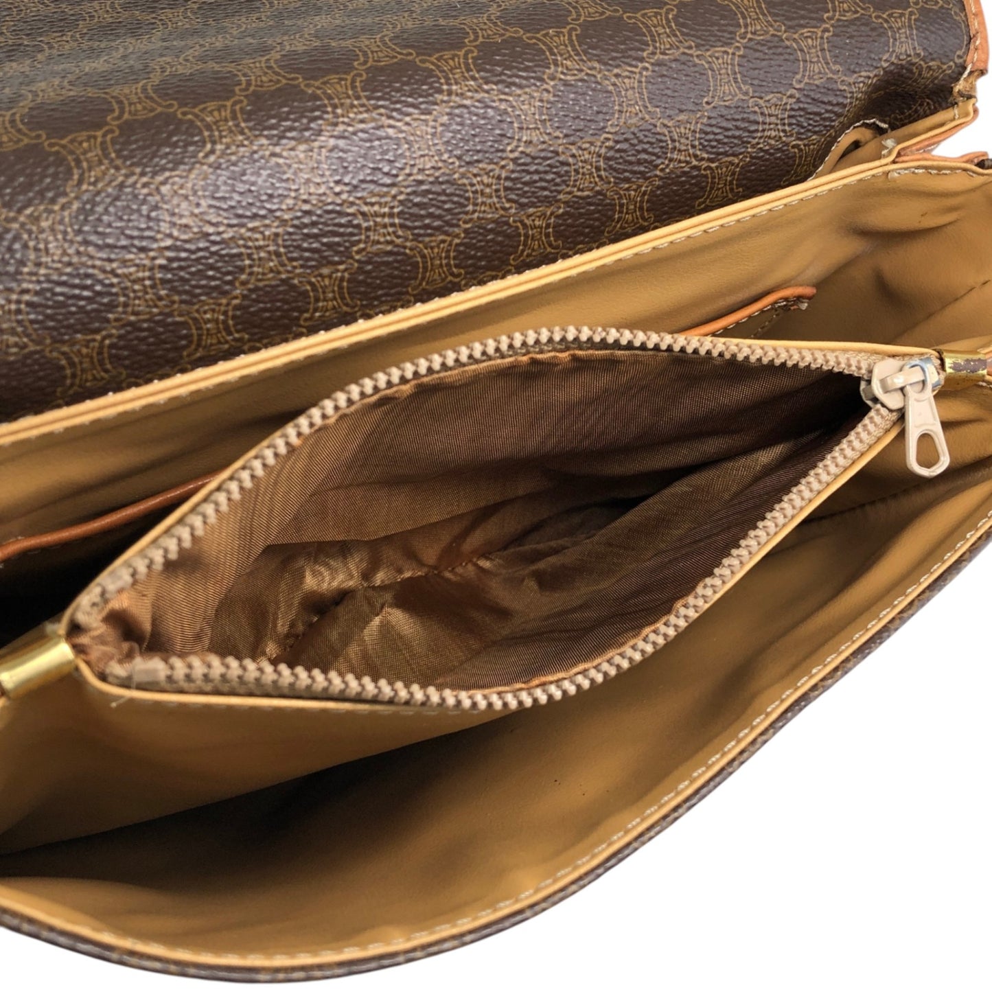 CELINE Macadam Horse Bit Shoulder bag Brown Vintage mcvths