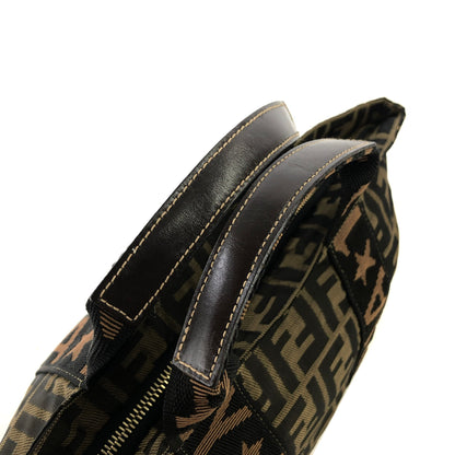 FENDI Zucca Logo Motif Jacquard Handbag Brown Vintage bczppj