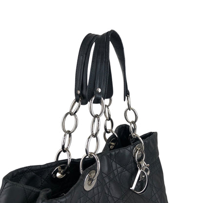Christian Dior Lady Dior Cannage Charm Totebag Black Vintage niu5pt