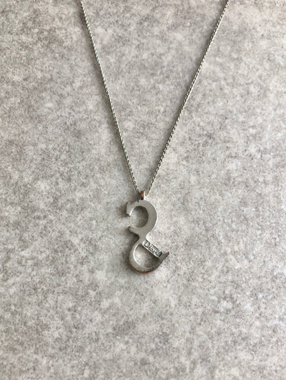 Christian Dior CD Logo Necklace Silver Vintage i6gu8f