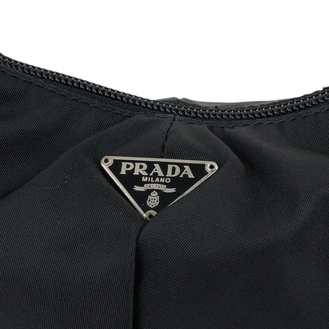 PRADA Triangle Logo Small Handbag Chain Shoulder bag Black Vintage p53dns