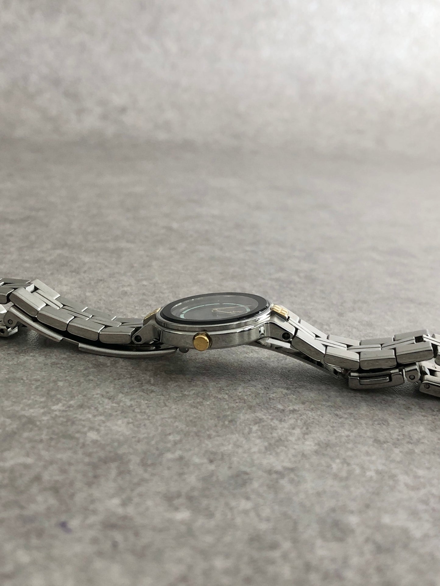 Yves Saint Laurent YSL Logo Watch Silver×Blue 5421-H13855Y Vintage r2mjrn
