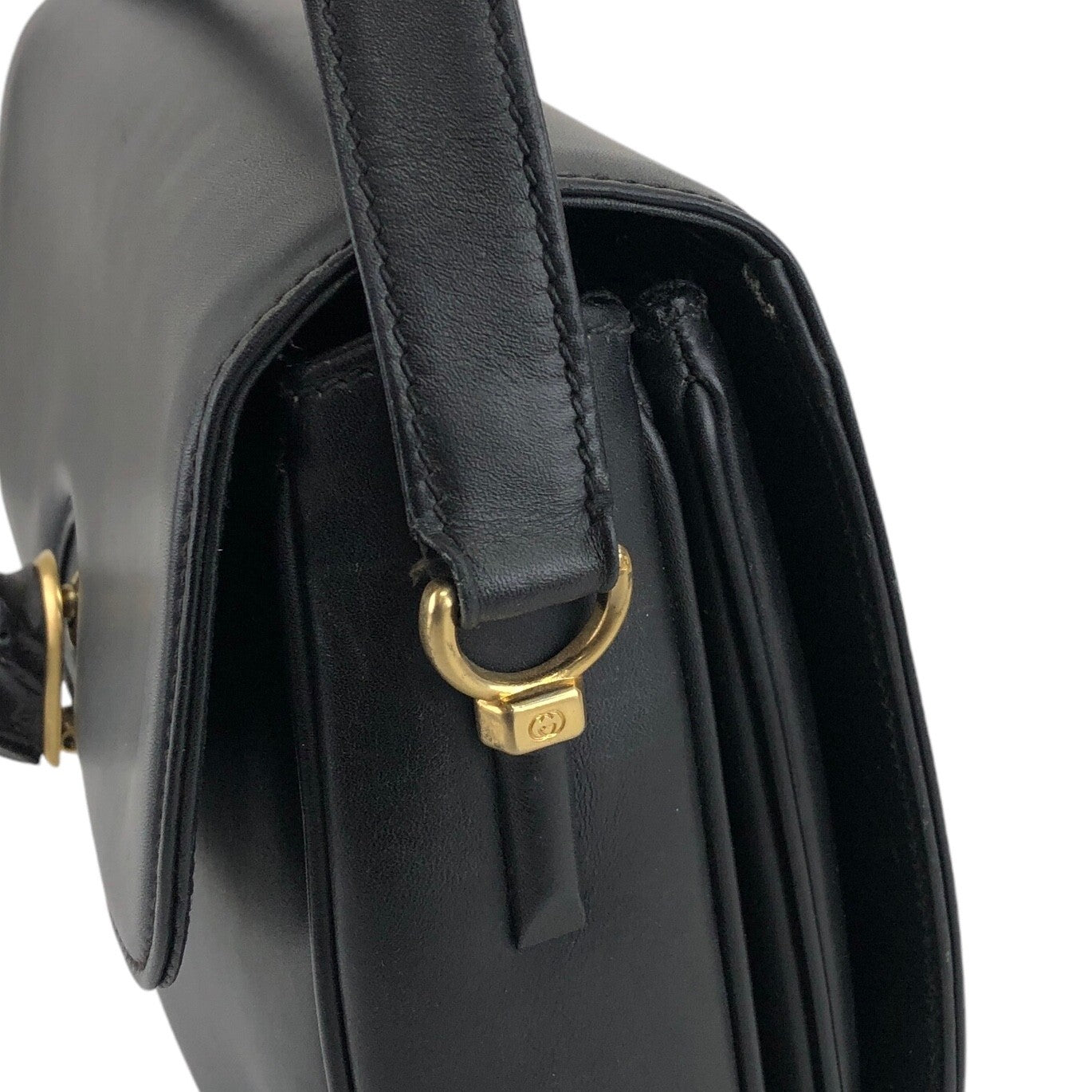 GUCCI Bamboo Turn Lock  Shoulder bag Black Vintage hksc78