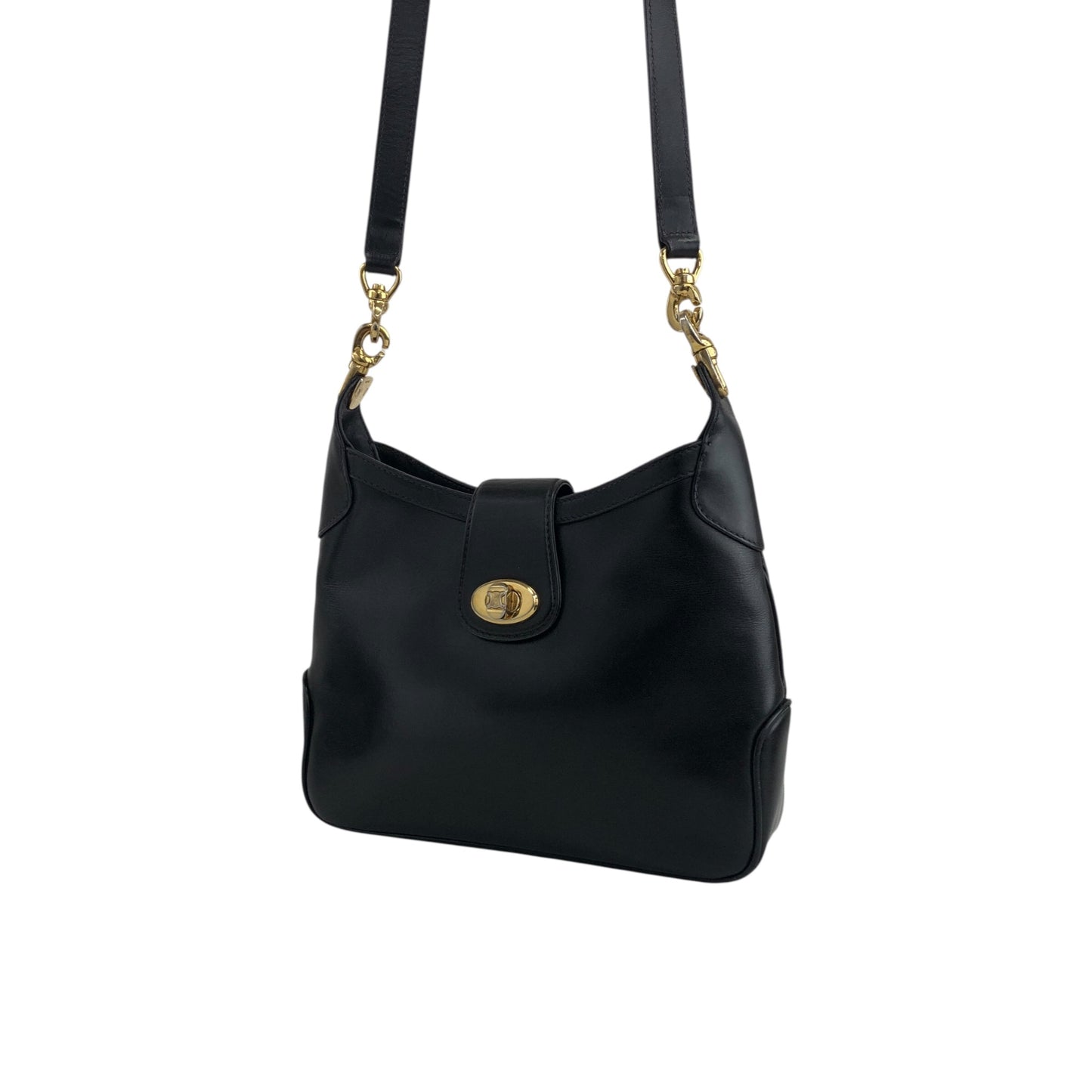 CELINE Blason Turn Lock Shoulder bag Black Vintage rpzpkc