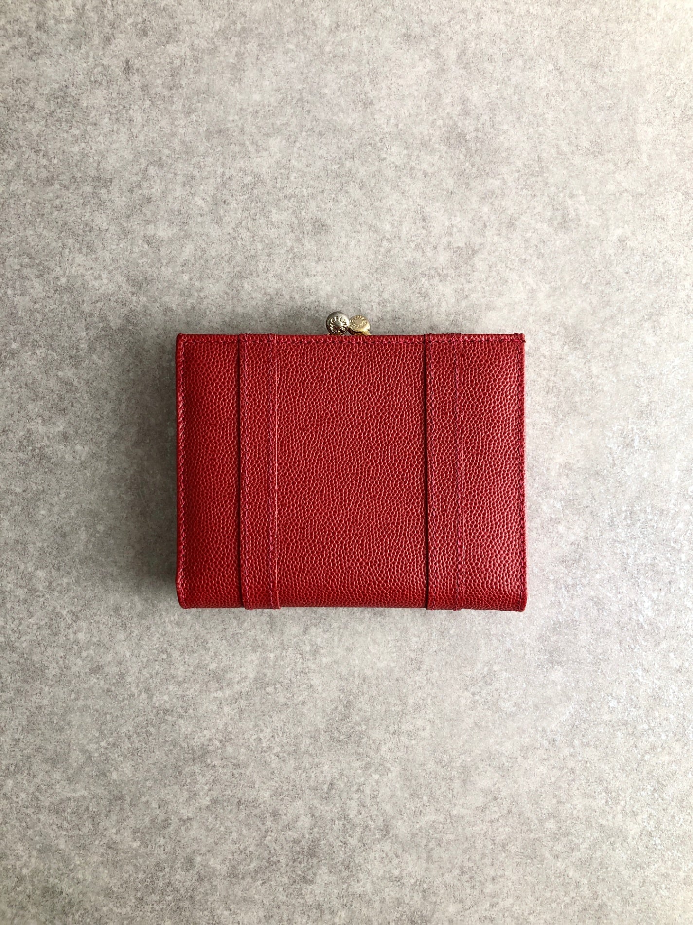 CELINE Triomphe 金屬扣折疊錢包 紅色復古 ab46v7