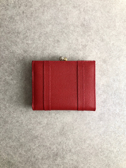 CELINE Triomphe 金屬扣折疊錢包 紅色復古 ab46v7