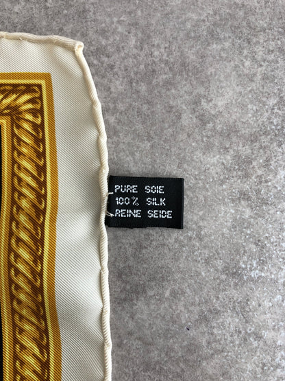 Christian Dior Logo Motif SILK Scarf Gold×Black Vintage ikbe8h