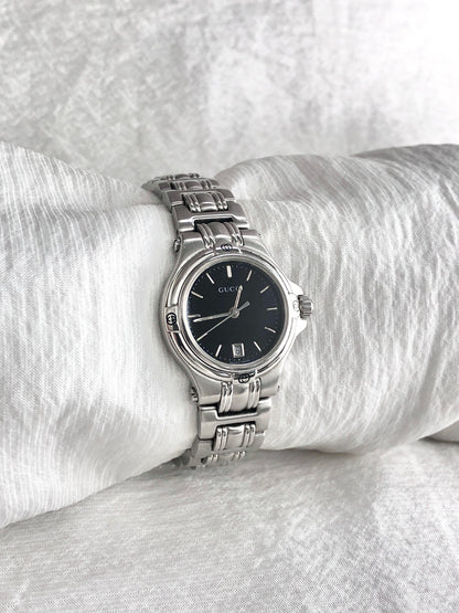 GUCCI Logo Quartz Watch Silver 9040L Vintage mgafij