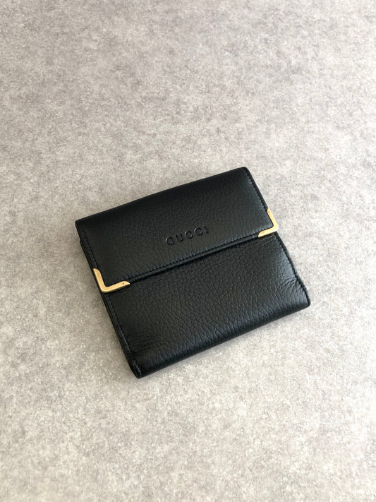 GUCCI Logo Embossed Folded Wallet Black Vintage cbzwwy