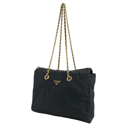PRADA Triangle Logo Chain Shoulder bag Black Vintage dp2pec