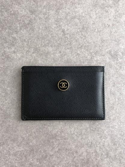 CHANEL Coco Mark Card holder Black Vintage 2wbjut