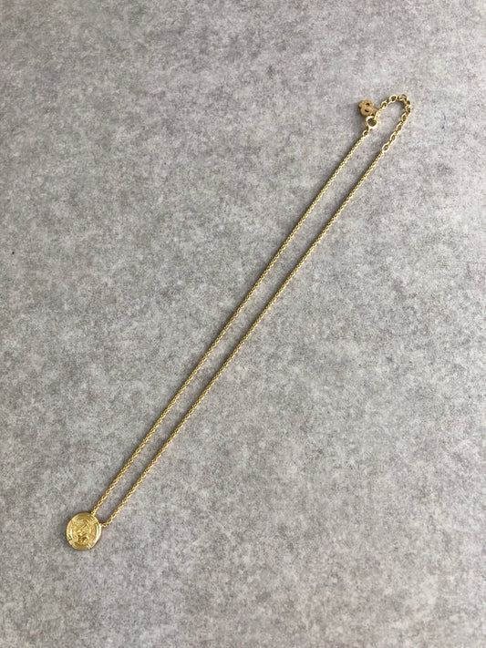 Christian Dior Logo Motif Necklace Gold Vintage eg2c2f