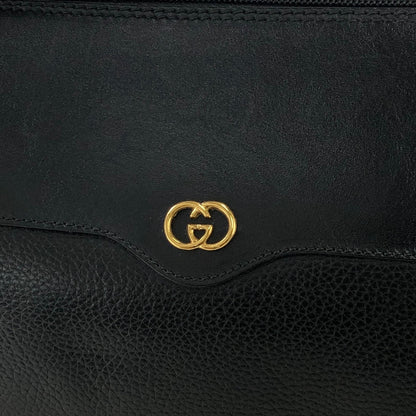 GUCCI Logo Leather Crossbody Shoulder bag Black Vintage ripwn7