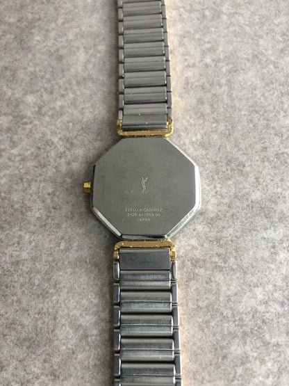 Yves Saint Laurent YSL Logo Quartz Watch Silver 2720-272269 Vintage ac8wwe