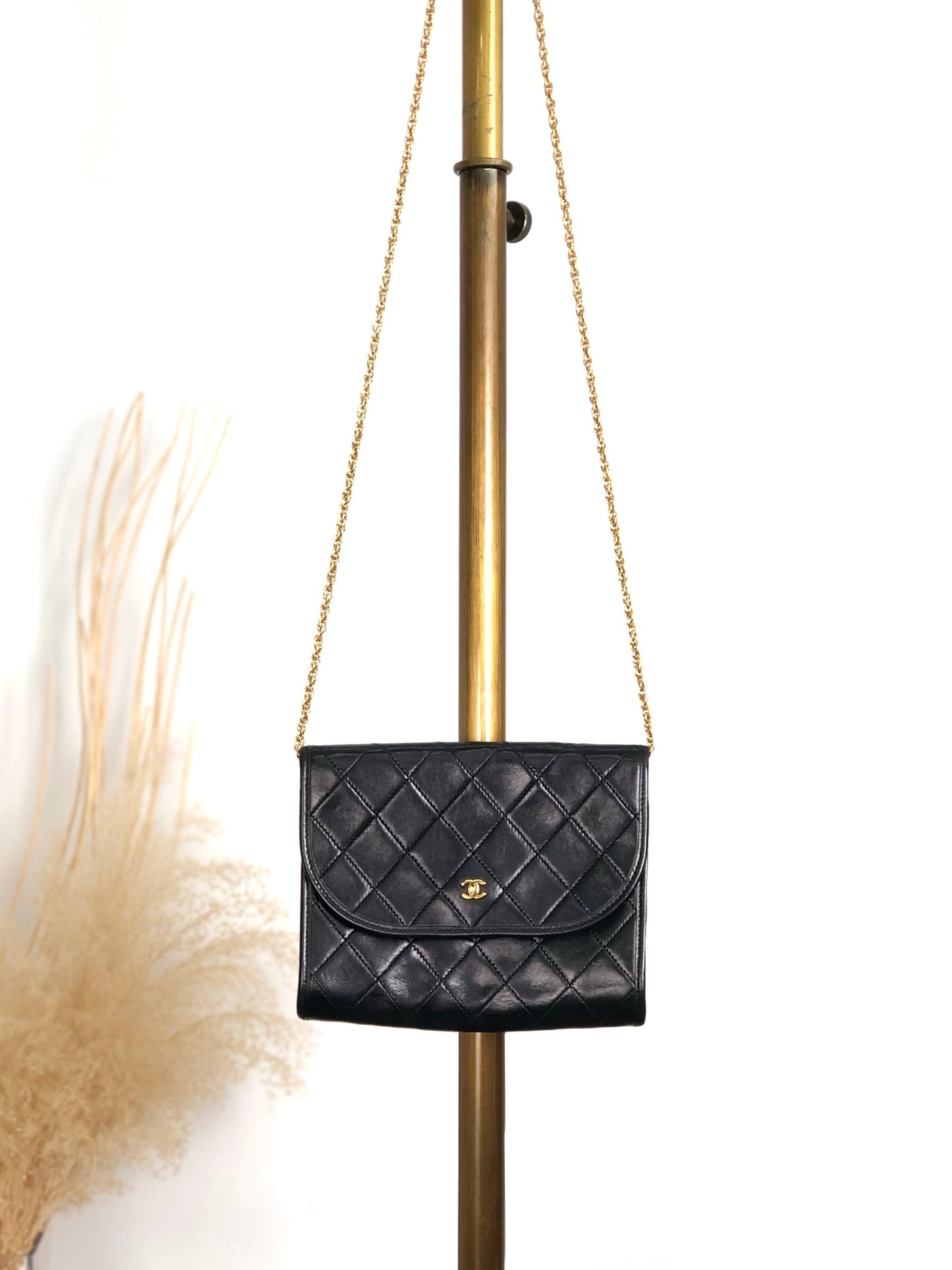 CHANEL Matelasse Coco Mark Chain Shoulder bag Black Vintage i2yavv