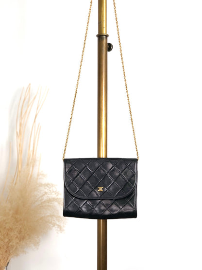 CHANEL Matelasse Coco Mark Chain Shoulder bag Black Vintage i2yavv