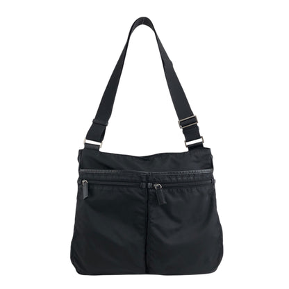 PRADA Tessuto Triangle logo Padlock Small Boston bag Handbag Black Vintage a5w87e