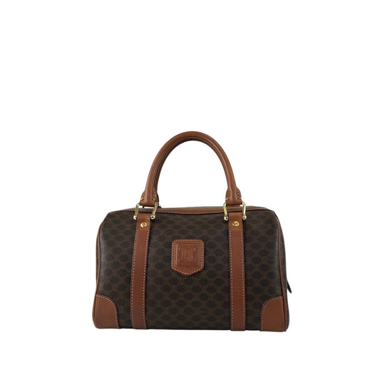 CELINE Macadam Blason Handbag Boston bag Brown Vintage sh72vd