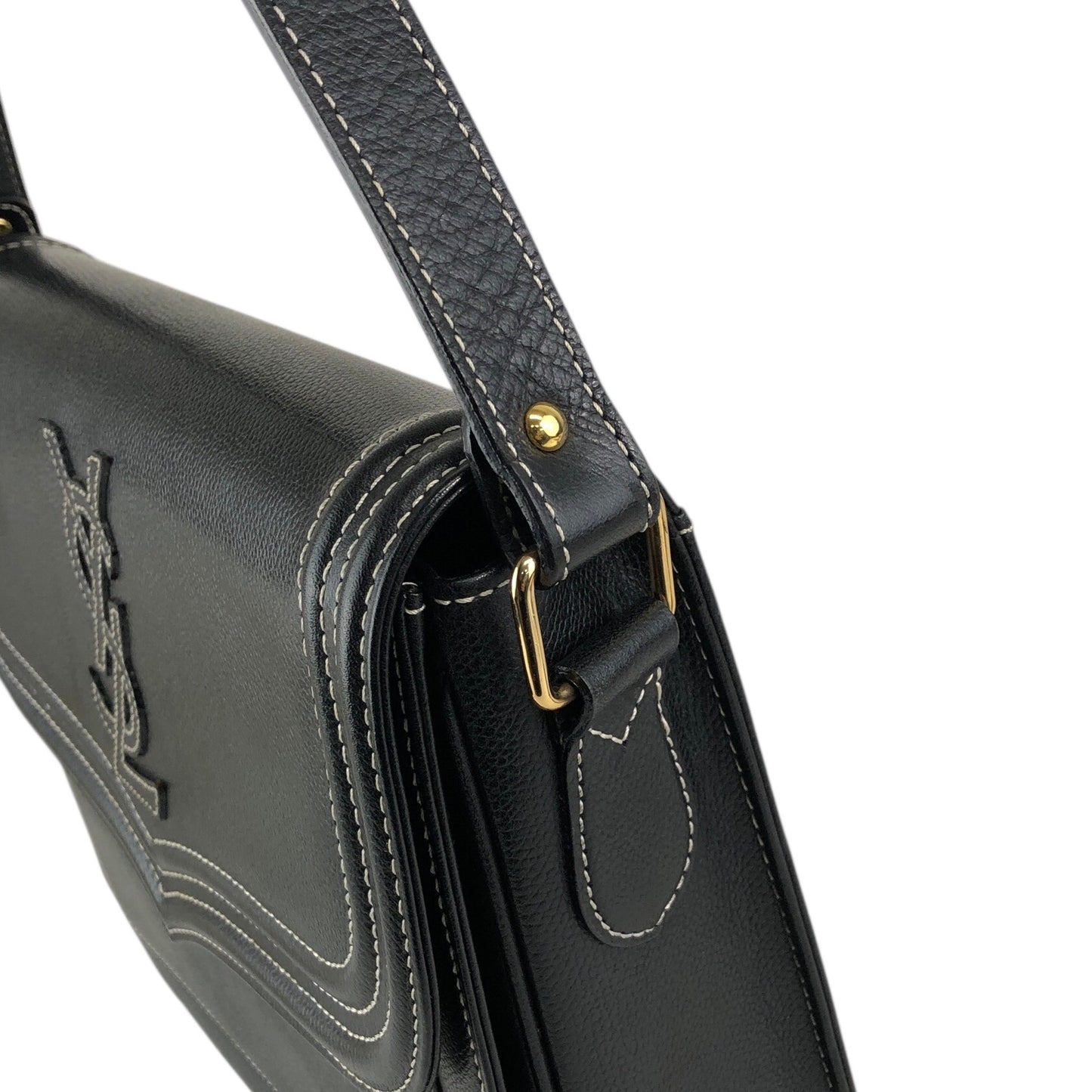 Yves Saint Laurent YSL Logo Shoulder bag Black Vintage wvtdki