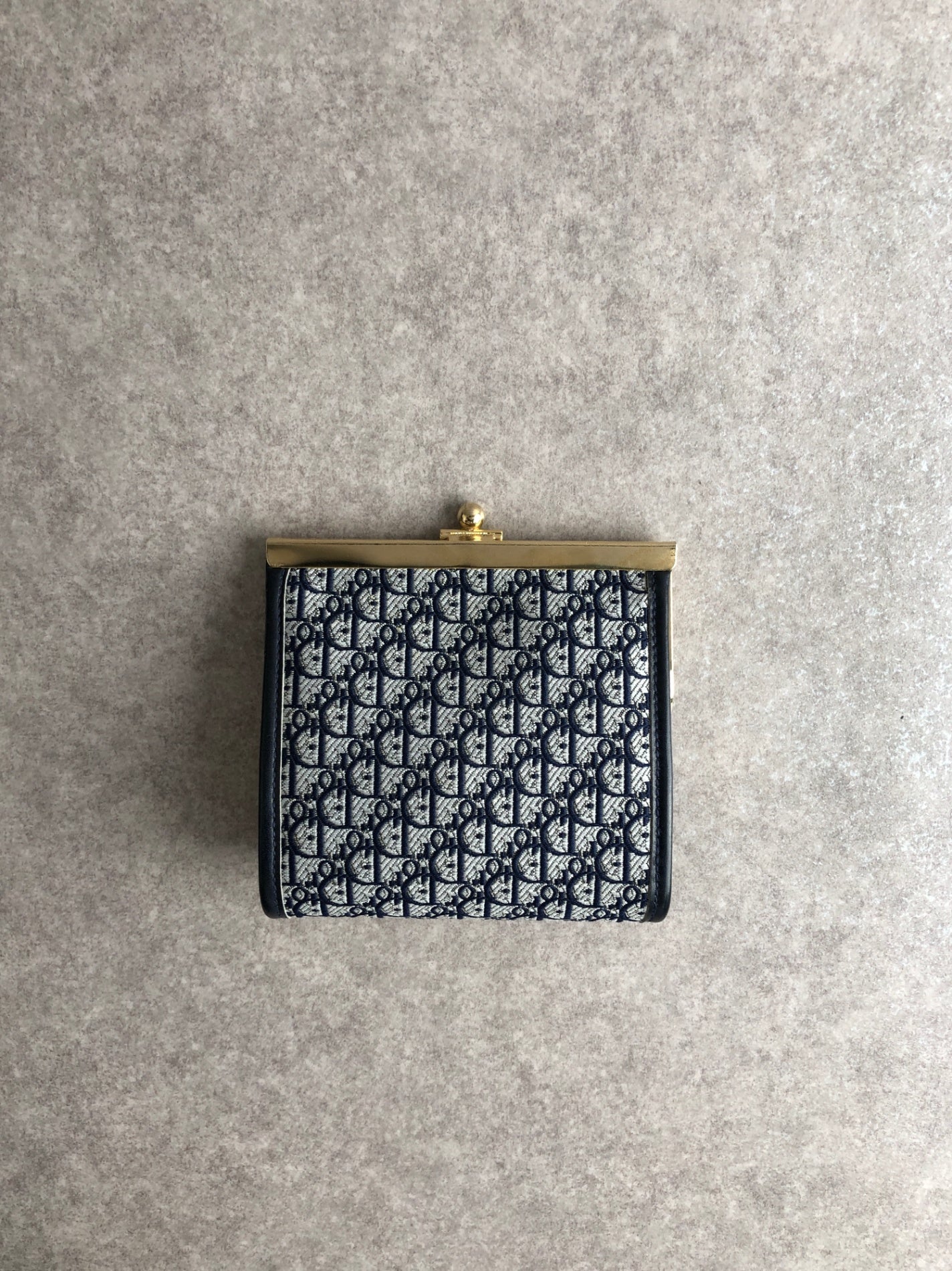 Christian Dior Trotter Metal Clasp Coin Purse Navy Vintage mfkmes