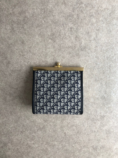 Christian Dior Trotter Metal Clasp Coin Purse Navy Vintage mfkmes