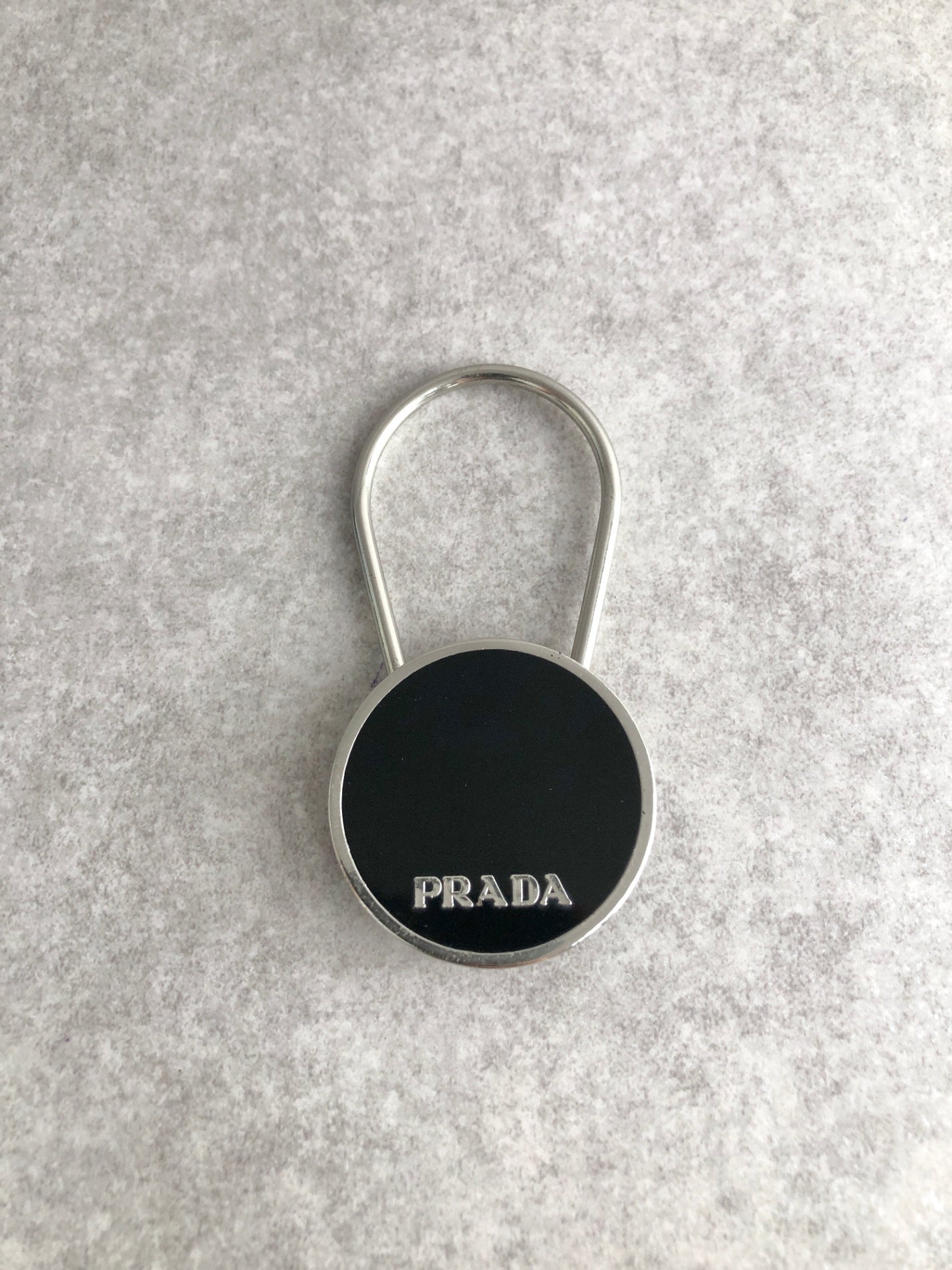 PRADA Logo Key holder Black Vintage 427pmu