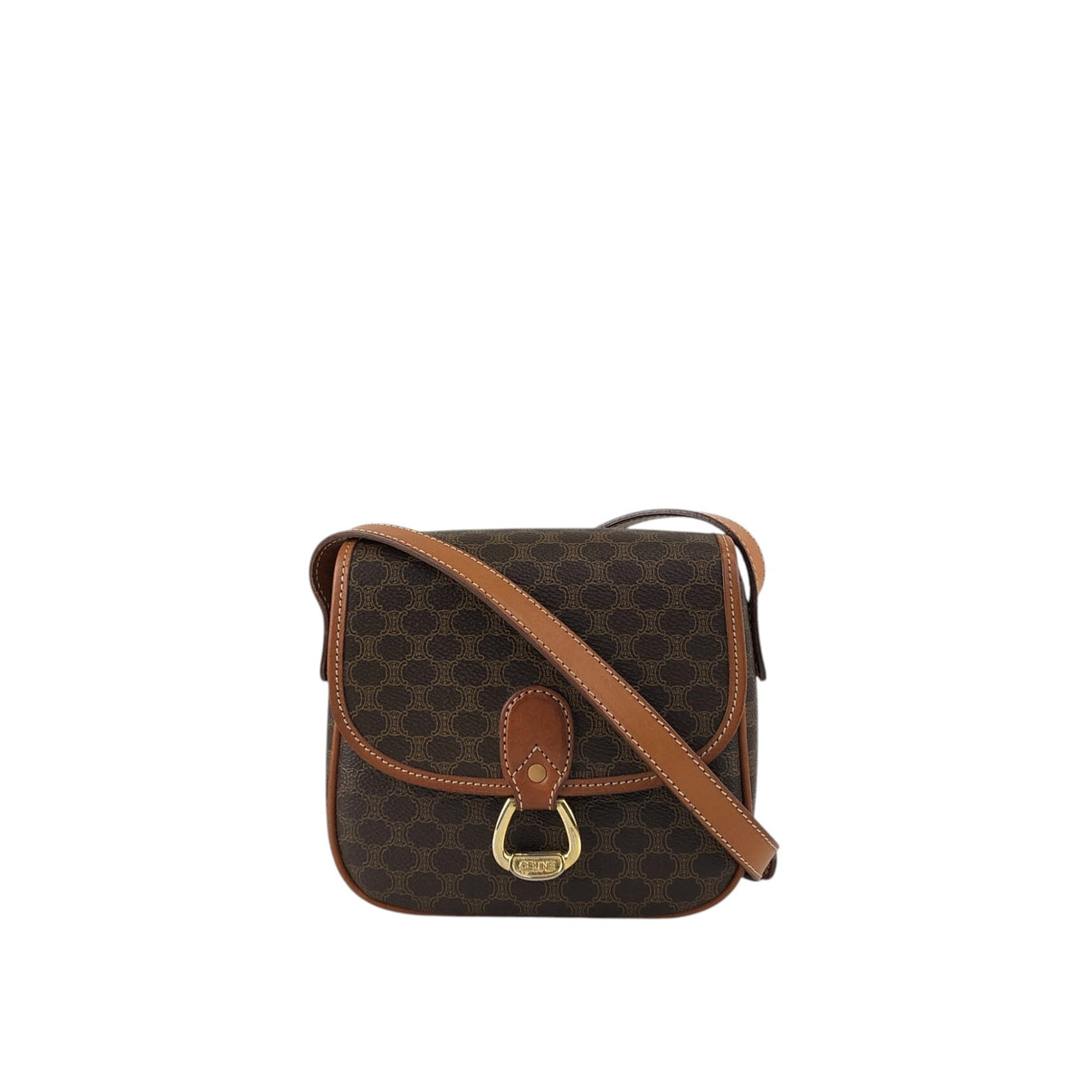 CELINE Horse Bit Shoulder bag Brown Vintage gth7ry
