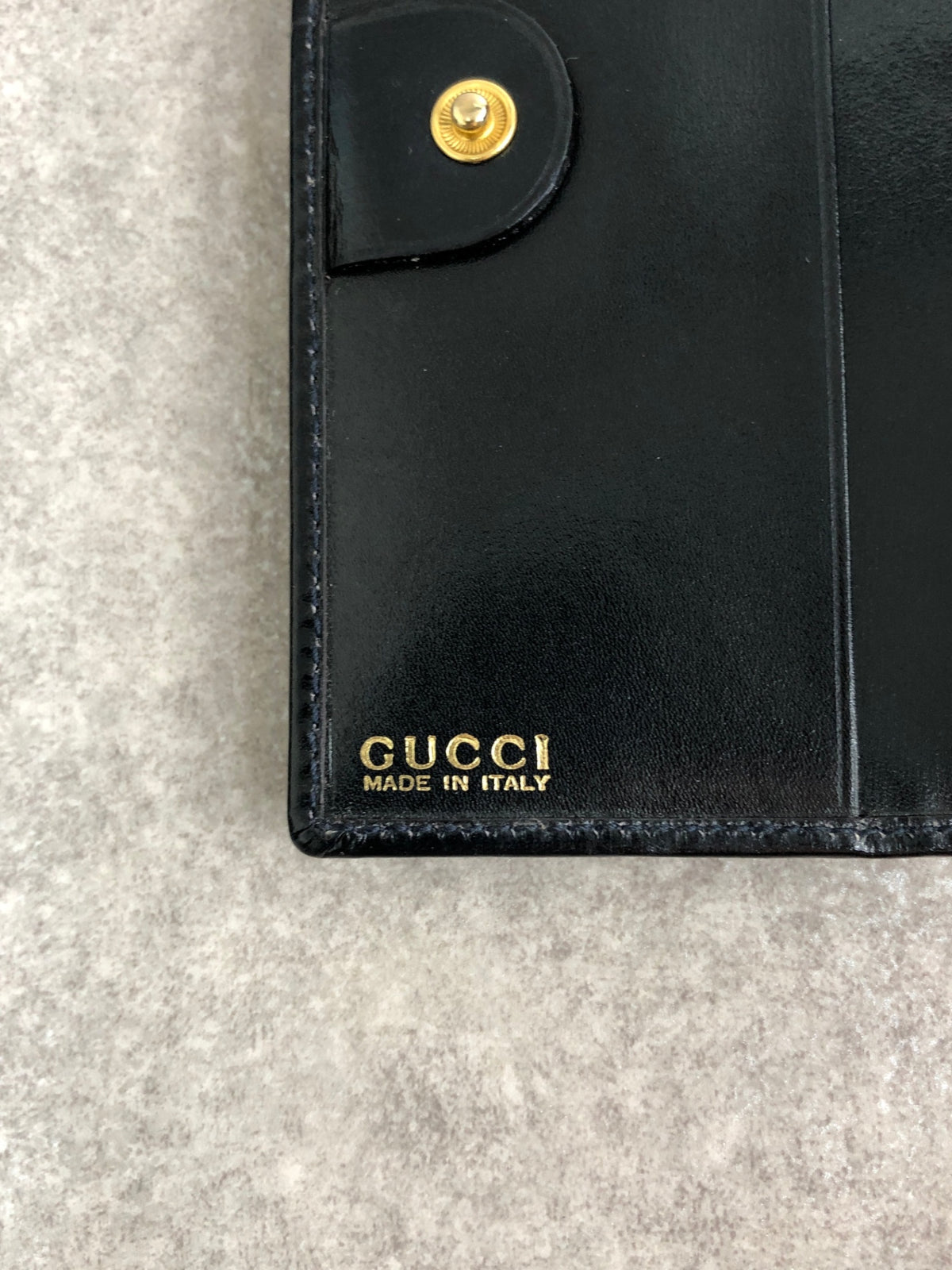 GUCCI Horseshoe Folded Wallet Dark Navy Vintage cvie2b