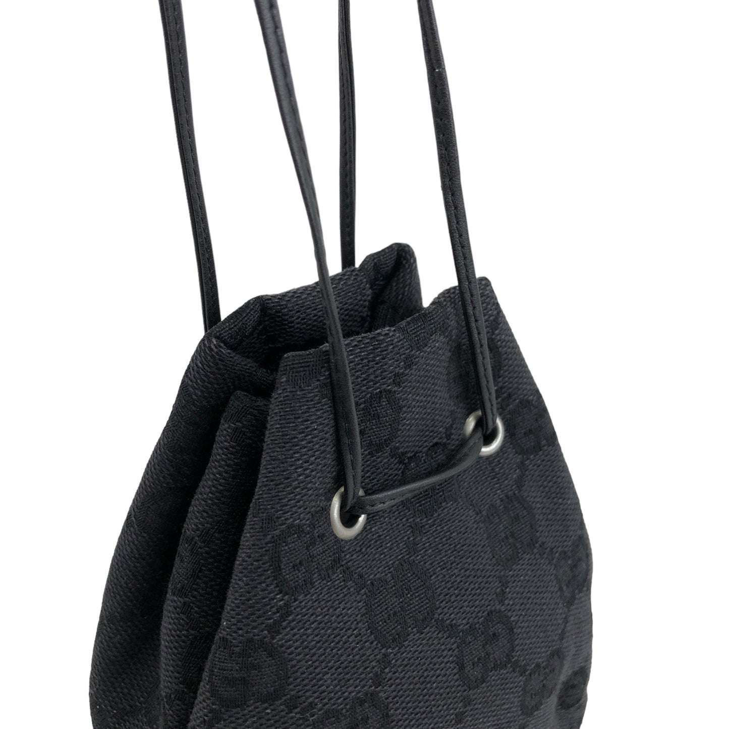 GUCCI GG Canvas Drawstring Small Handbag Black Vintage yxamig