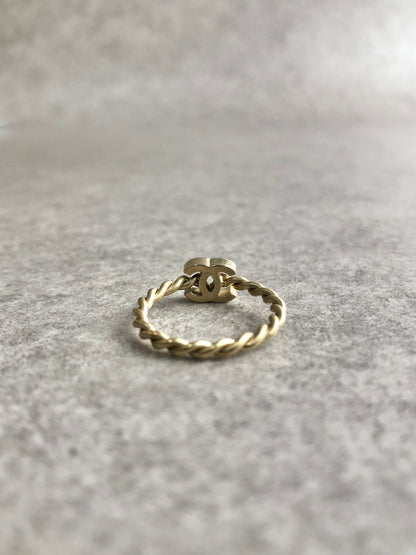 CHANEL Coco Mark Ring Gold Vintage 3gb3t5