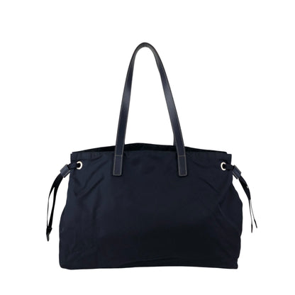 PRADA Tessuto Triangle Logo Double Pocket Totebag Navy Vintage 8ka5ea