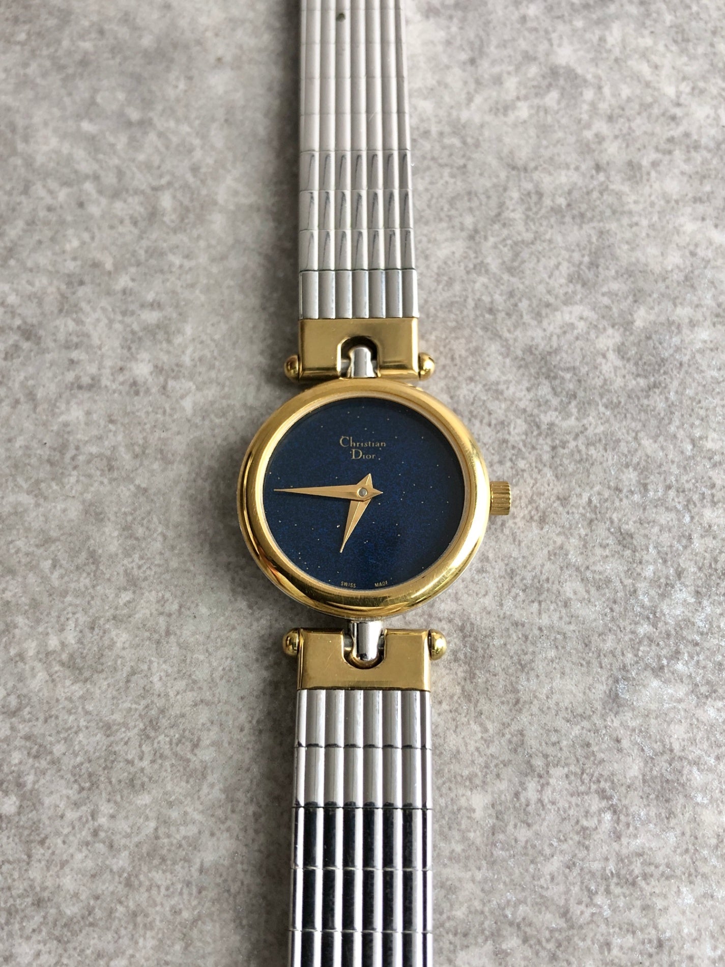 Christian Dior Logo Watch Silver×Gold 3025 Vintage fadvvc