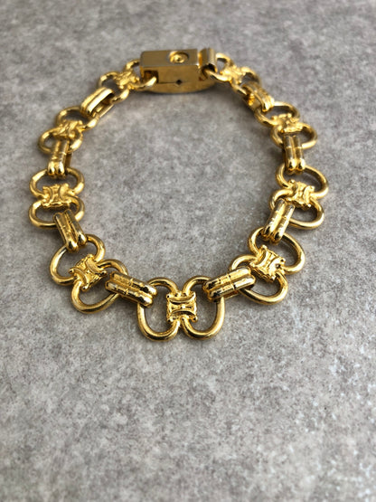 CELINE Triomphe Horse Bit Bracelet Gold Vintage dmhpj8