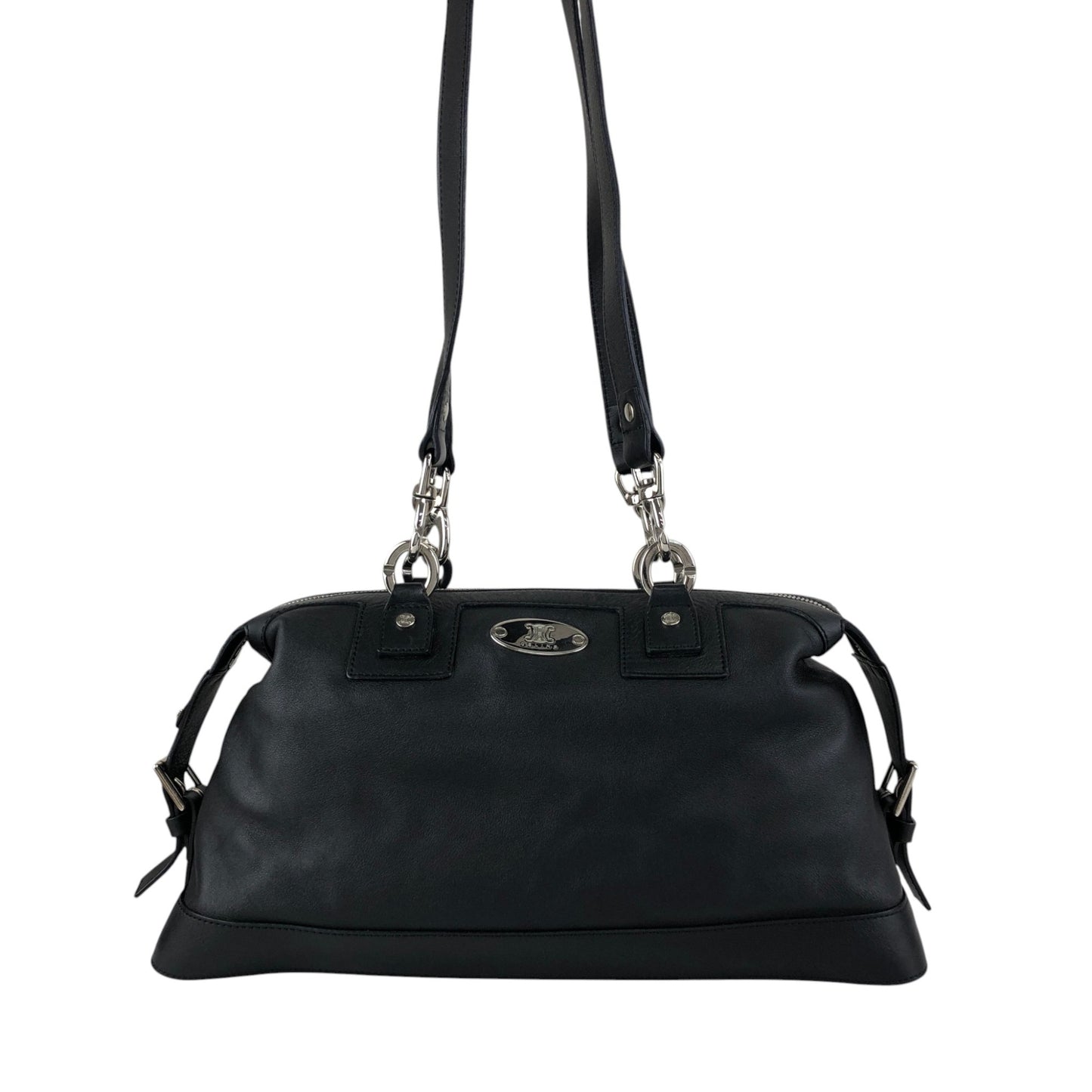 CELINE Blason Shoulder bag Black Vintage ftjas7
